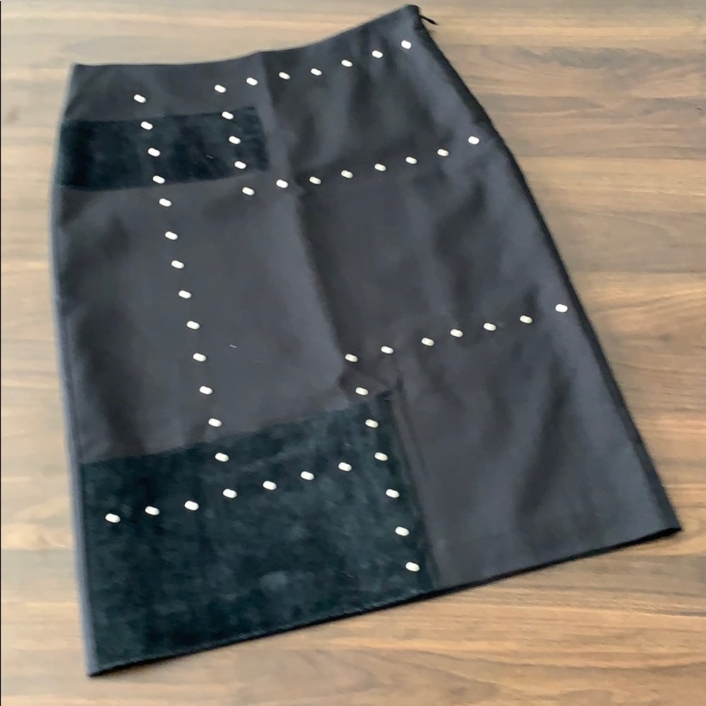 Leather studded Vintage 90s Black Pencil Skirt